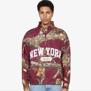 Authentic Awake NY New York Camo 1/2 Zip Sweatshirt | Size Large